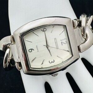 R.J. Graziano Womens Quartz Bracelet Watch Silver Tone Tonneau Chunky